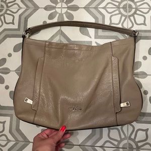 COACH Designer Purses Scout Hobo In Pebble Leather taupe grey